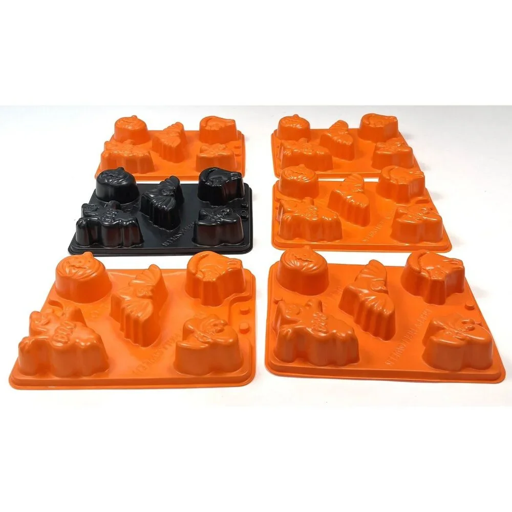 Lot 6 JELL-O Jello Orange Black Happy Halloween JIGGLER MOLDS Candy EUC